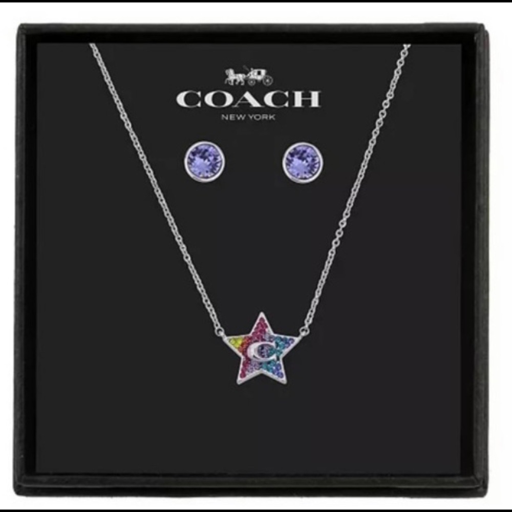 Coach Star Necklace and Earrings Set